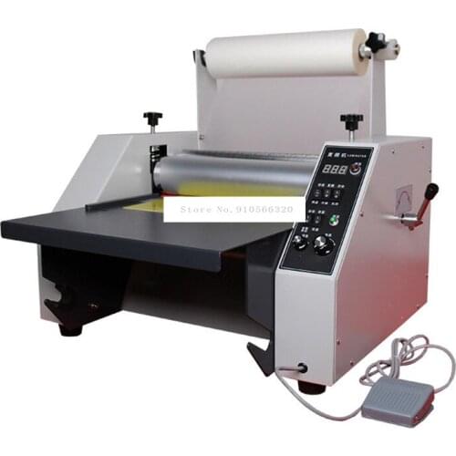 34cm Width Automatic Film Laminating Machine Photo Paper Hot/Cold Laminator Steel Roller Single/Double Side Laminating FM-350