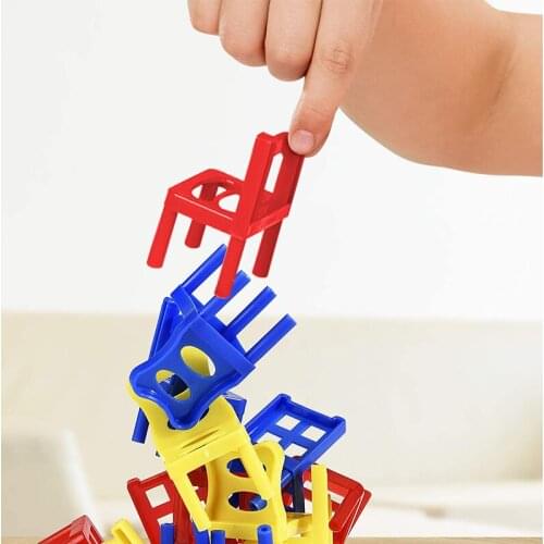 Free Ship One Set 18 Mini Balancing Stacking Chairs Game Toy New Family Table Board Game Night Games for Children Kids Learning
