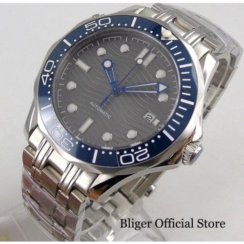 BLIGER Brand Mechancial Men Watch MIYOTA Movement Rotating Bezel Mental Band Sapphire Glass