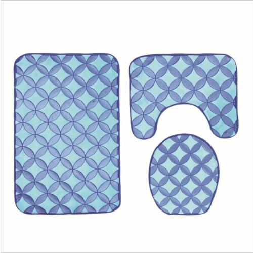 Occident Style Flannel Toilet Pad Embossing with Ancient coins pattern 3PCS 3D Bathroom Floor Mat Set Non-slip Toilet Floor Rugs