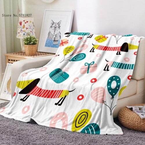 Dachshund Sausage Flannel Blanket 3D Print Pet Dog Fleece Blanket Home Custom Animal Throw Blanket Nap Office Sofa Soft Blanket