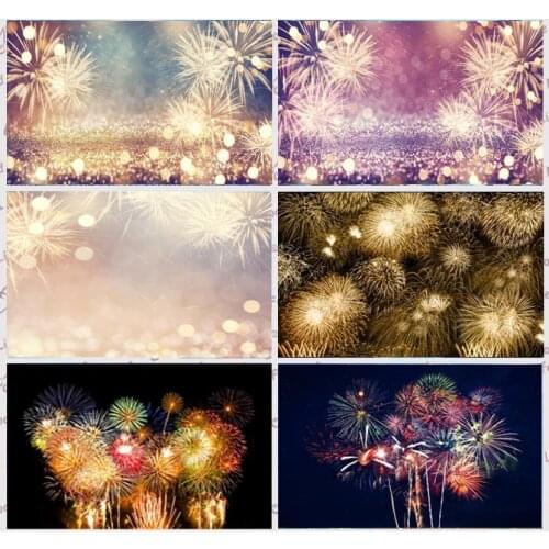 Happy New Year Christmas Fireworks Photography Backdrop Family Celebration Party Photo Studio Background Decor Banner Prop