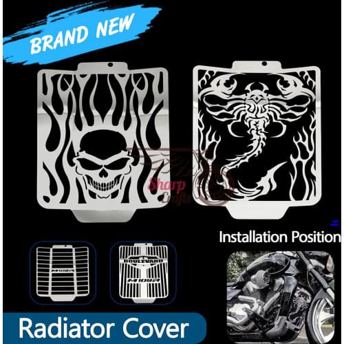 Motorcycle Cool Scorpion Skull Flame Style Chrome Radiator Grill Grille Cover Guard For Suzuki Boulevard M109R VZR1800 2006-2018