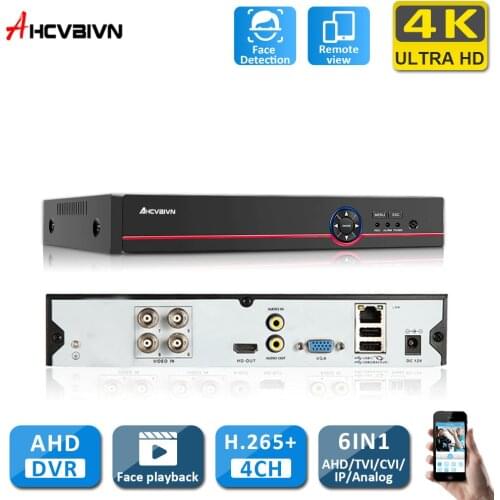 AI Face Detection Face recognition Face Playback 4CH AHD Network Video Recorder H.265+ 8MP Hybrid DVR NVR IP Camera Security kit