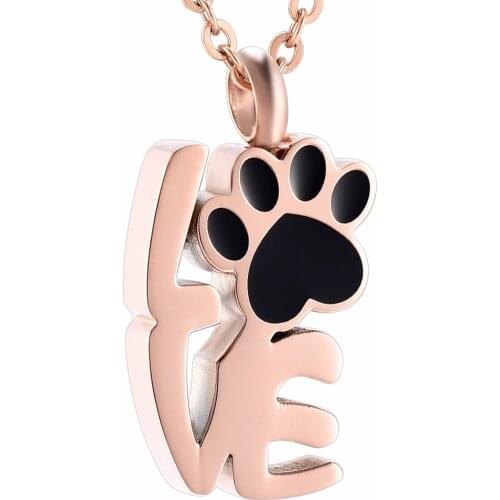 IJD2407 Loved Paw Memorial Cremation Ashes Holder Necklace Memorial Stainless Steel Keepsake Pendant Cremation Jewelry Locket