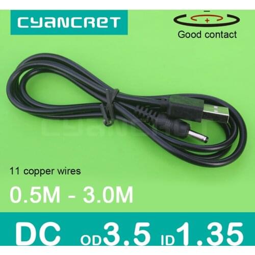 Power Cable USB 2.0 to DC 3.5mm x 1.35mm 1.0M 1A Support 5V or 12V Charger Connector Cable for Router TV box Table lamp MP4