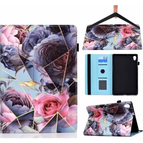 Pink Roses Flowers Printed Leather Vintage Stand Folio Cover Protective Case for Lenovo Tab M10 HD 2nd Gen 10.1"inch TB-X306X