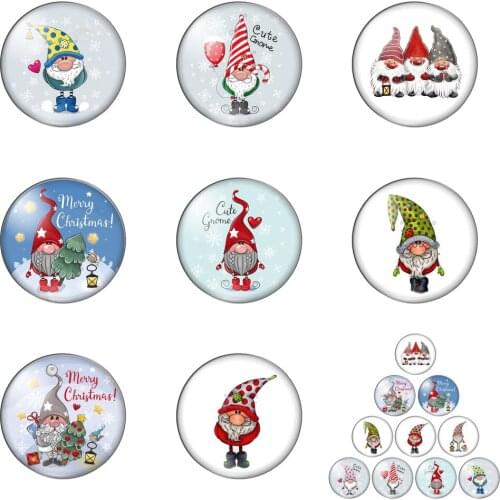 Cartoon Santa Claus Merry Christmas 12mm/20mm/25mm/30mm Round Photo Glass Cabochon Demo Flat Back Making Findings