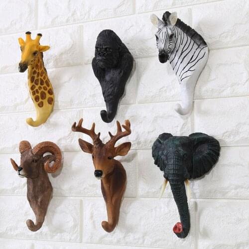 50% Hot Sales!!! Elephant Giraffe Zebra Head Wall Hook Hanger Bag Keys Clothes Holder Home Decor