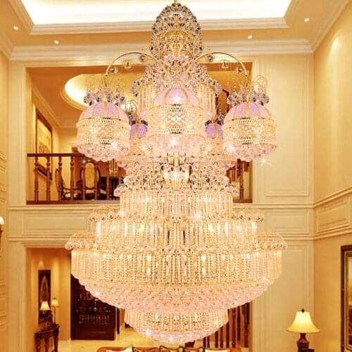 Building living room chandelier building mezzanine villa living room large chandelier hotel crystal lamp luxury lobby lighting
