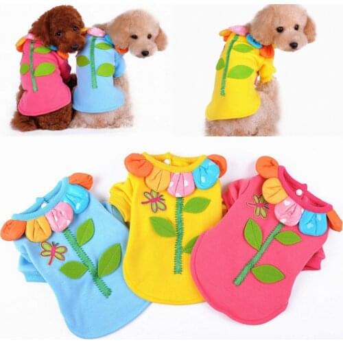 Fashion Candy-Colored Leaves Flowers Pets Dogs Cats Clothes Autumn And Winter Dog Coat Clothing Apparel Shirts Size XS-XL