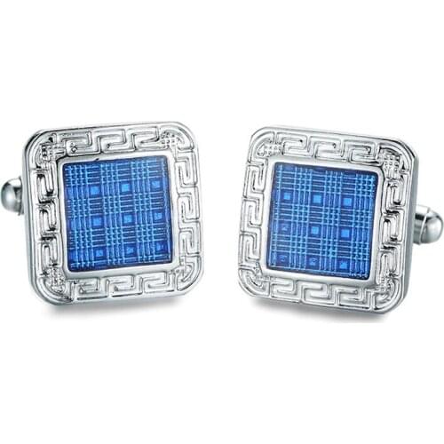 DY new high quality mens French fashion Cufflinks enamel blue square Cufflinks wholesale and retail