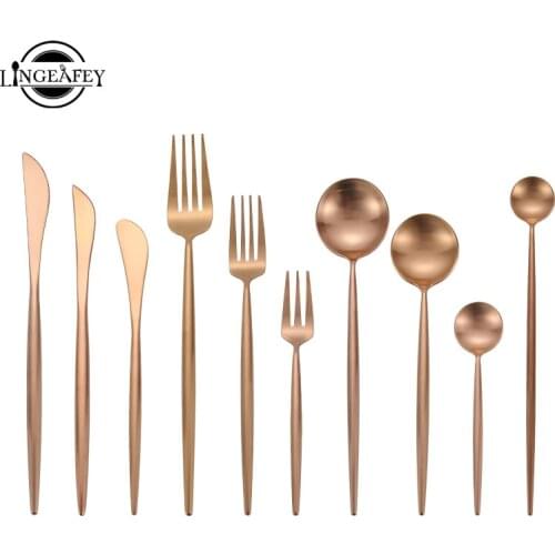 Steel Cutlery Set Rose Gold Spoon Forks Dessert Butter Knives Spoons Chopsticks Kitchen Spoon Fork Knife Set Western Dinnerware