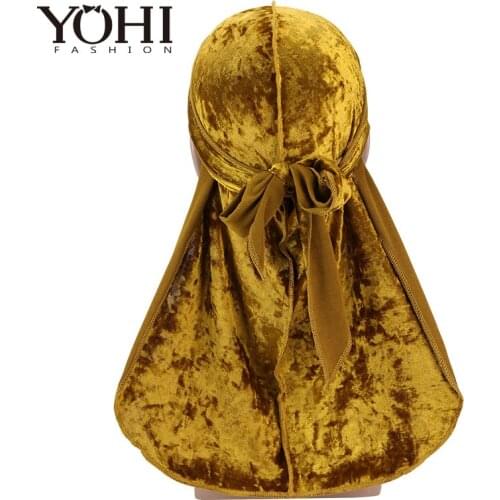 New diamond velvet pirate hat Durag Waves Extra Long Tail for Men Biker Headwear Bandana Hair Accessories