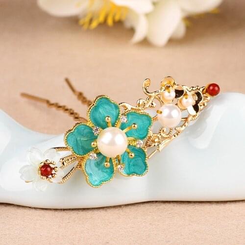 New Pearl Hairpin Handmade Jewelry Antique Headdress U-shaped Hairpin Pan Hair Accessories Hot Selling Women