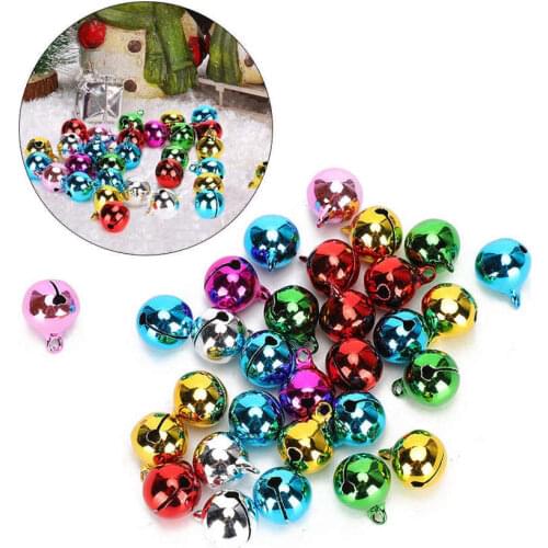 Christmas Bells 50Pcs Small Metal Bell Colourful Paint Christmas Jingle Bells Key Pendant Party DIY Beads