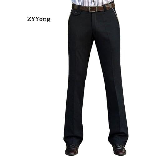 New Mens Flared Boot Cut Trousers Business Casual British Style Office Meeting Slim Comfortable High Quality Black Suit Pants