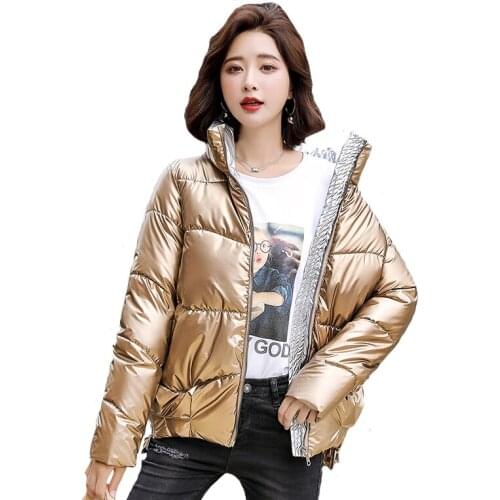 New Winter Jacket Parkas Female Glossy Down Cotton Jacket Hooded Parka Warm Women Cotton Padded Jackets Casual Outwear