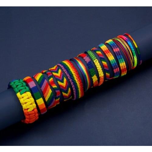 Rainbow Woven Bracelets LGBT Handmade Braided Bracelets For Couple Gays Bisexuals Fashion Couple Lover Friendship Jewelry Gift