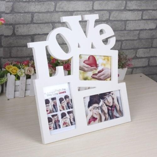 1PCS Hot Sale Durable Lovely Hollow Love Wooden Family Photo Picture Frameoriginal Wood Color Base Art Home Decor Frame Wall