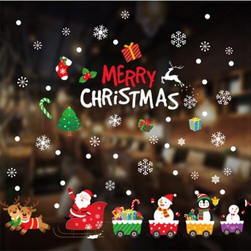 Christmas Decorations Window Sticker Ornaments Garland Merry Christmas Decoration for Home 2021 New Santa Claus Gift Xmas
