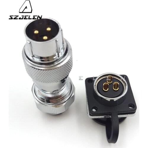 SZJELE WS20 series 3 pin waterproof connector, electrical power Cable waterproof male female connector 3 pin, Current Rating 25A