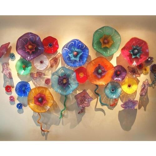 Italy Murano Glass Platters 2 to 3 Layer Luxury Wall Art Decor Lamp Craft New Store Decoration Flower Mounted Plates 15 to 35 CM