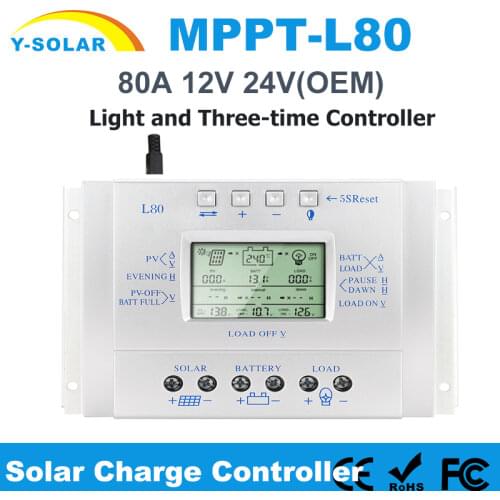 MPPT 80A Solar Charge Controller USB LCD Display 5V 12V 24V Controller Control Timer Light Solar Panel Charger Controller