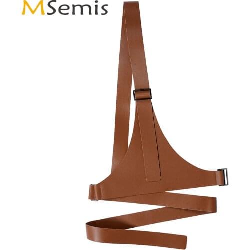 Women Harajuku Punk Waist Belt Wetlook PU Leather Girdle Nightclub Pole Dance Cosplay Single Shoulder Straps Waistband Clubwear