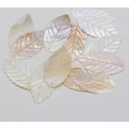 10Pcs Natural Freshwater White Shell Pendant Leaf-Shaped Loose Beads For Jewelry Making DIY Necklace Earrings Accessory