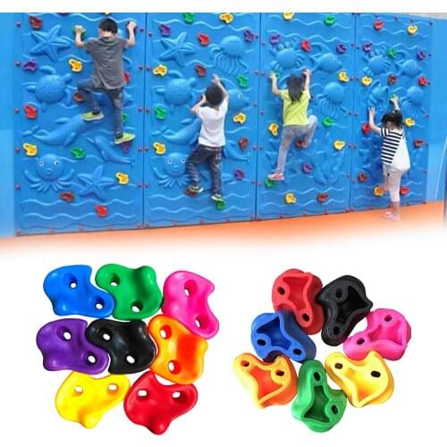 10 Pcs/lot Kids Rock Climbing Toys for Children Wood Wall Stones Plastic Indoor Outdoor Climbing Rock Hand Feet Holds Grip Kits
