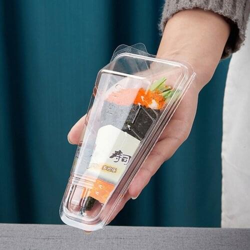 100pcs Disposable Sushi Packing Box Transparent Plastic Hand-Rolled Packaging Case Food Container