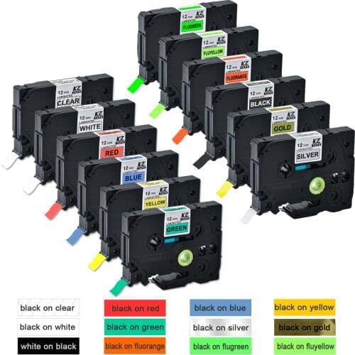 12pcs TZe-131/231/431/531/631/731/335/831/931/B31/C31/D31 12mm label tape tze-231 tz231 for brother Pt-h110 Pt-d210 PT-P300BT