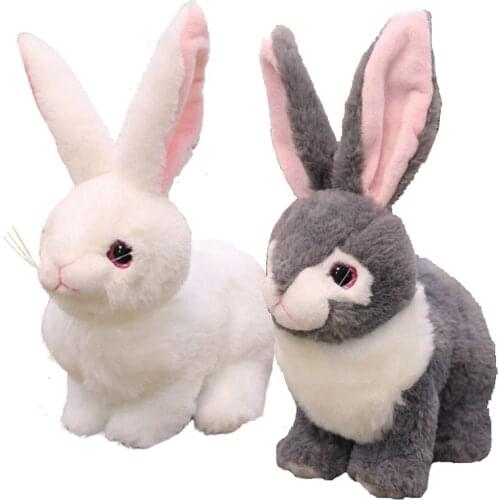 23cm Plush Toy Hare Real Life Cute Rabbit Dolls Home Sofa Ornament Decoration Good Birthday Gift for Children Girl White Rabbit
