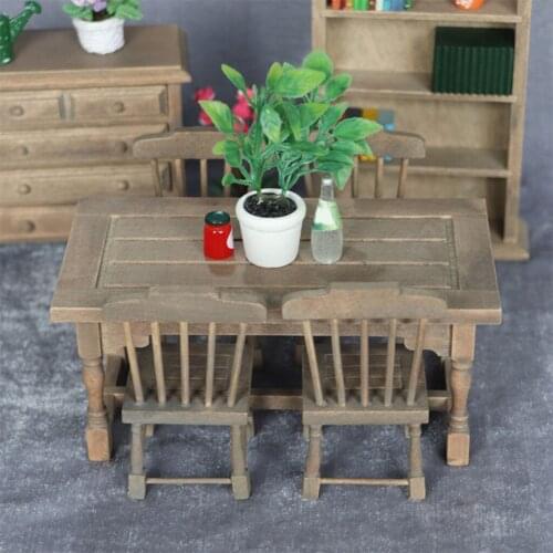 5Pcs Wooden 1/12 Dollhouse Dining Table Chair Furniture Model Hobby Toy Gift