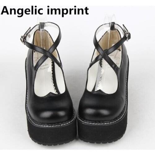 Angelic imprint new woman mori girl lolita cosplay shoes lady high wedges heels pumps women princess dress party shoes 33-47 8cm