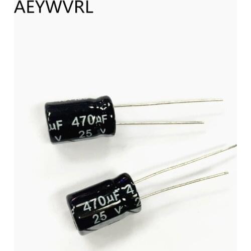 Free shipping 500pcs New 470UF 25V 8X12mm 25V470UF Electrolytic Capacitor
