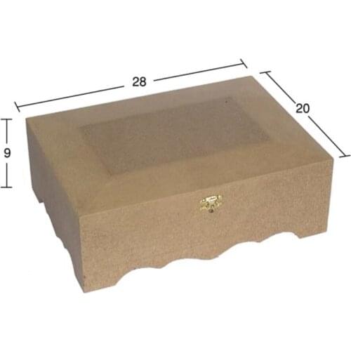 KU260 Big Bevelled Box, Unpainted Raw Wood Mdf Box