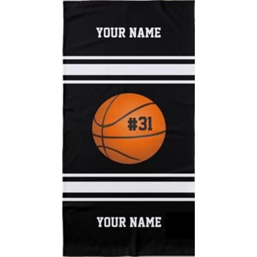 Black White Custom Name Number Basketball Towel Novelty Personalized Basketball Jersey Sport Shower Towel Swimming Pool Gym Gift