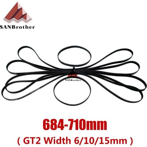 3D Printer Parts GT2 Closed Loop Timing Belt Rubber 2GT 6mm684 686 688 690 692 694 696 698 700 702 704 706 708 710mm Synchronous