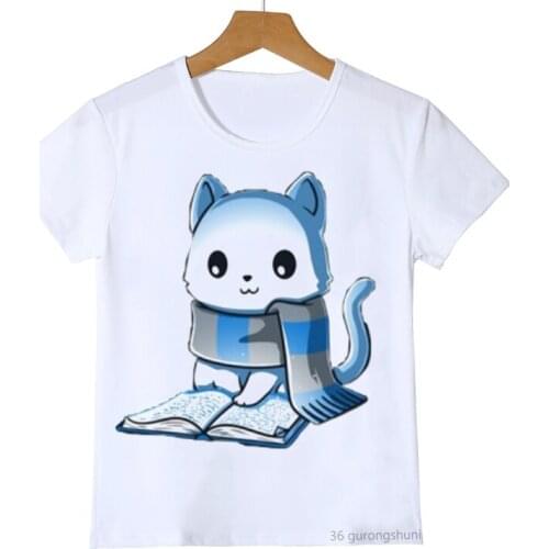 Kids T Shirt Girls/boys Magical Cat and Bird Aniaml Print Tshirt Kids Clothes Kawaii Children Clothing Tops for Girls/boys