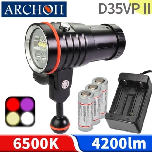 D35VP II 4 color diving flashlight HD video diving fill lights diving lighting torch Underwater 100m dive photoraphy flashlight
