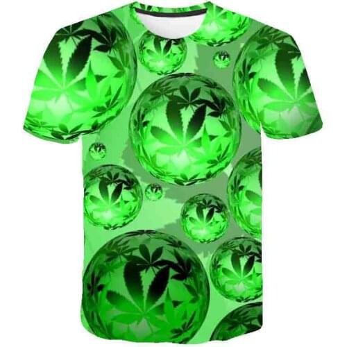 Funny Natural Water Beads Plant Maple Leaf pattern 3D printed 2021 Summer T-shirt fashion men women Kids Tshirt Casual T shirt