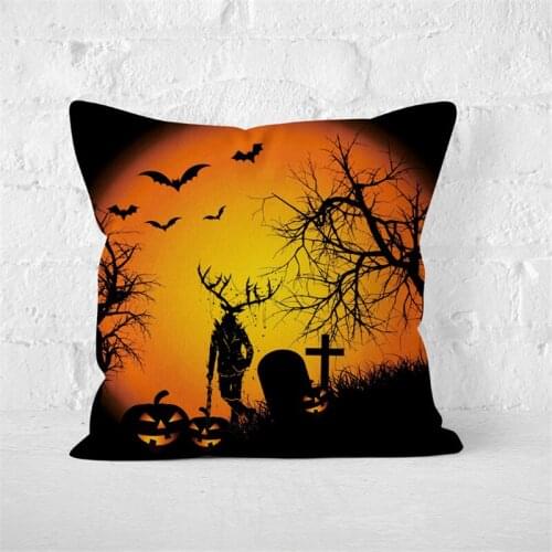 Halloween Horror Pumpkin Demon Pillow Cover Living Room Sofa Pillowcase Linen Cotton Print Cushions Cartoon Cushion Covers