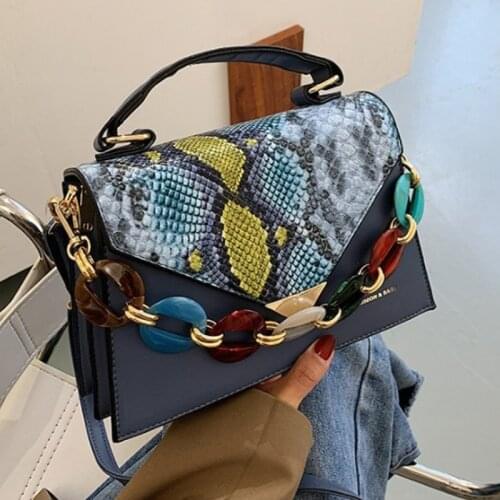 Classic Contrast Snake Pattern Crossbody Bag for Women 2021 Fashion Chain Handbags Designer Shoulder Bag