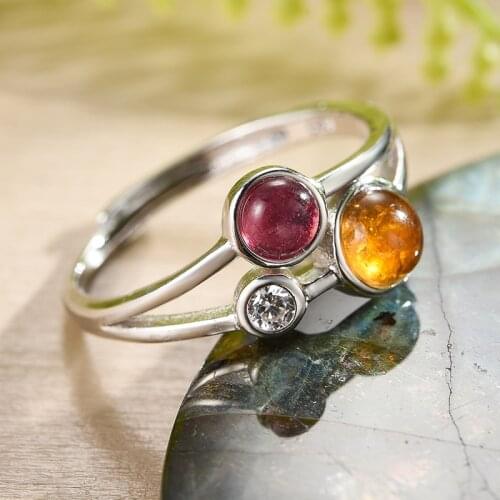 S925 Brazilian Tourmaline Women Rings Exclusive Design 925 Sterling Silver Tourmaline Zircon Rings Original Resizable Rings