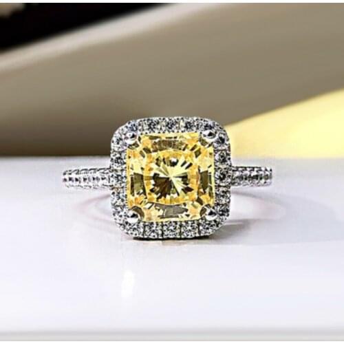 100% 925 Sterling Silver Created Moissanite Pink Quartz Citrine Wedding Engagement Ring For Women Fine Jewelry
