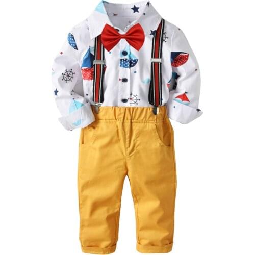 Oklady Baby Boys Clothes Set Long Sleeve Plaid Gentleman Suit For Boys Children Clothing Cotton Costume For Kids Suits 3pcs