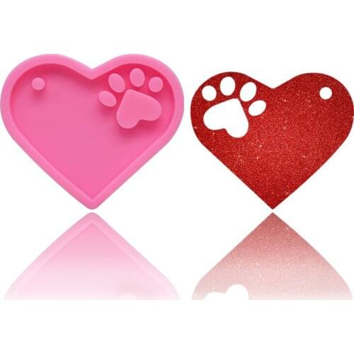 Love Heart Bear Paw Shape Mold Silicone For Making Key Ring Pendant Decoration Keychain Jewelry Epoxy Resin Rubber Handmade Tool