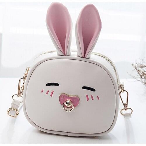 Kid Girl Cute Cartoon Rabbit Backpacks PU School Bags Fashion Kids Girls Bunny Traveling Cross body Bag Girl Gifts